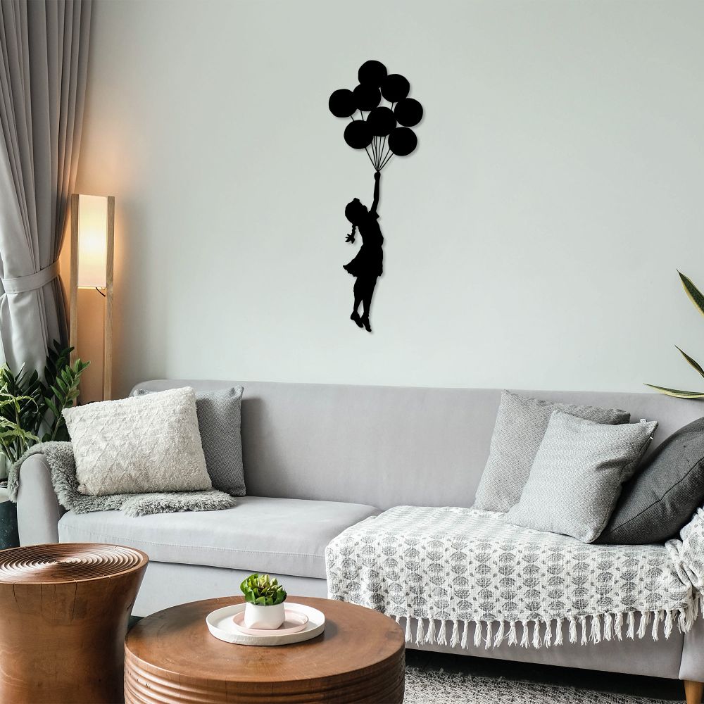 Dekorativni zidni ukras "Banksy" u crnoj boji, metalni slika 4
