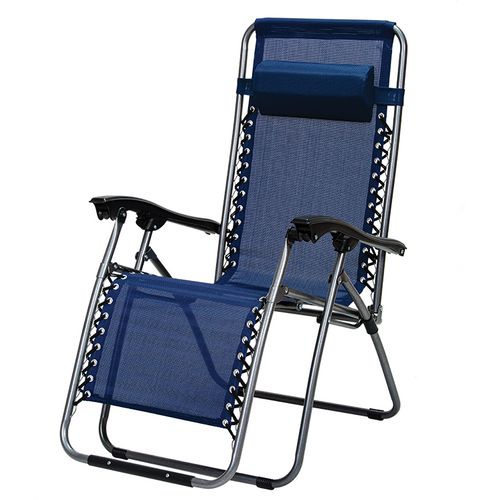 Baštenska stolica podesiva sa jastukom metalna – plava Messina slika 1