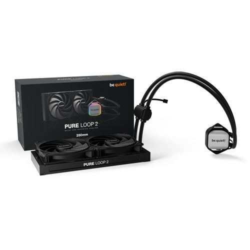 be quiet! BW018 PURE LOOP 2, 280mm [with Mounting Kit for Intel and AMD], Doubly decoupled PWM pump, Two Pure Wings 3 PWM fan 140mm, Unmistakable design with ARGB LED and aluminum-style slika 2