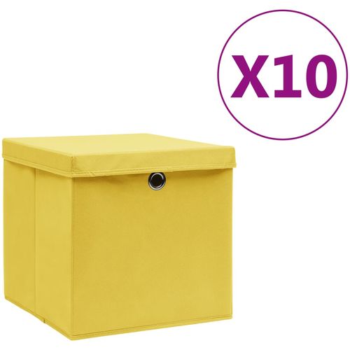 Kutije za pohranu s poklopcima 10 kom 28 x 28 x 28 cm žute slika 17