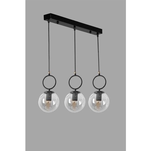 Morino 3 Lü Sıralı Füme Camlı Siyah Sarkıt Black Chandelier slika 3