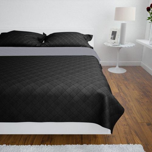 130884 Double-sided Quilted Bedspread Black/Grey 220 x 240 cm slika 4