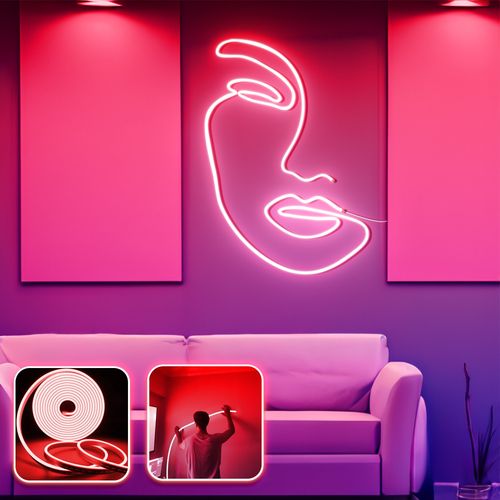 Face Art - Large - Red Red Decorative Wall Led Lighting slika 1