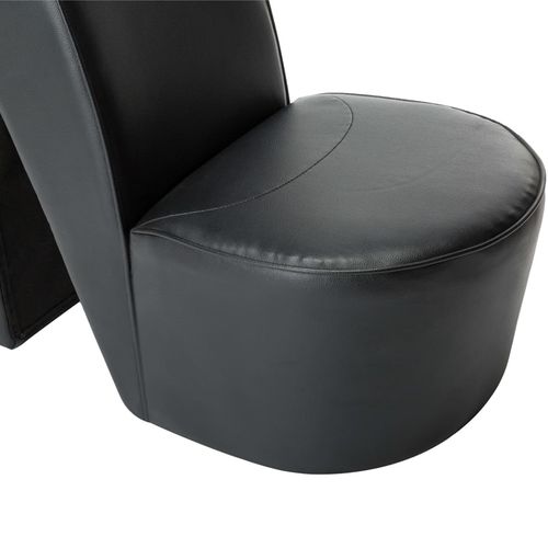 Stolica u obliku visoke pete od umjetne kože crna slika 6