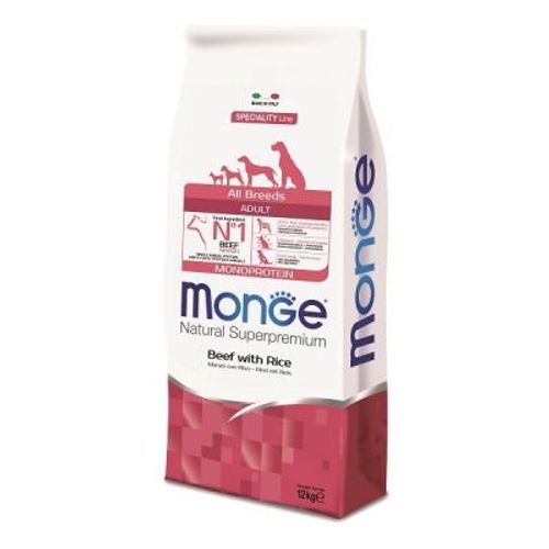 Monge Adult All Breeds Monoprotein Govedina i Pirinač, hrana za odrasle pse 12 kg slika 1