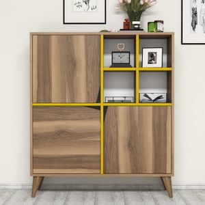 Woody Fashion Komoda s više namjena, Pulse - Walnut, Yellow