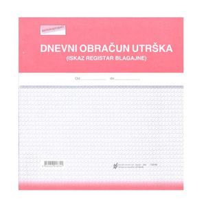 XII-40 DNEVNI OBRAČUN UTRŠKA (ISKAZ REGISTAR BLAGAJNE); Blok 100 listova, 10,5 x 21 cm