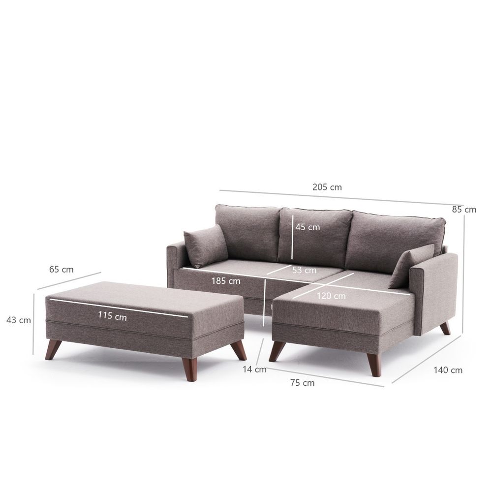 Bella Mini Ugaona Sofa Desna - Smeđa Ugaona Sofa na Razvlačenje slika 8