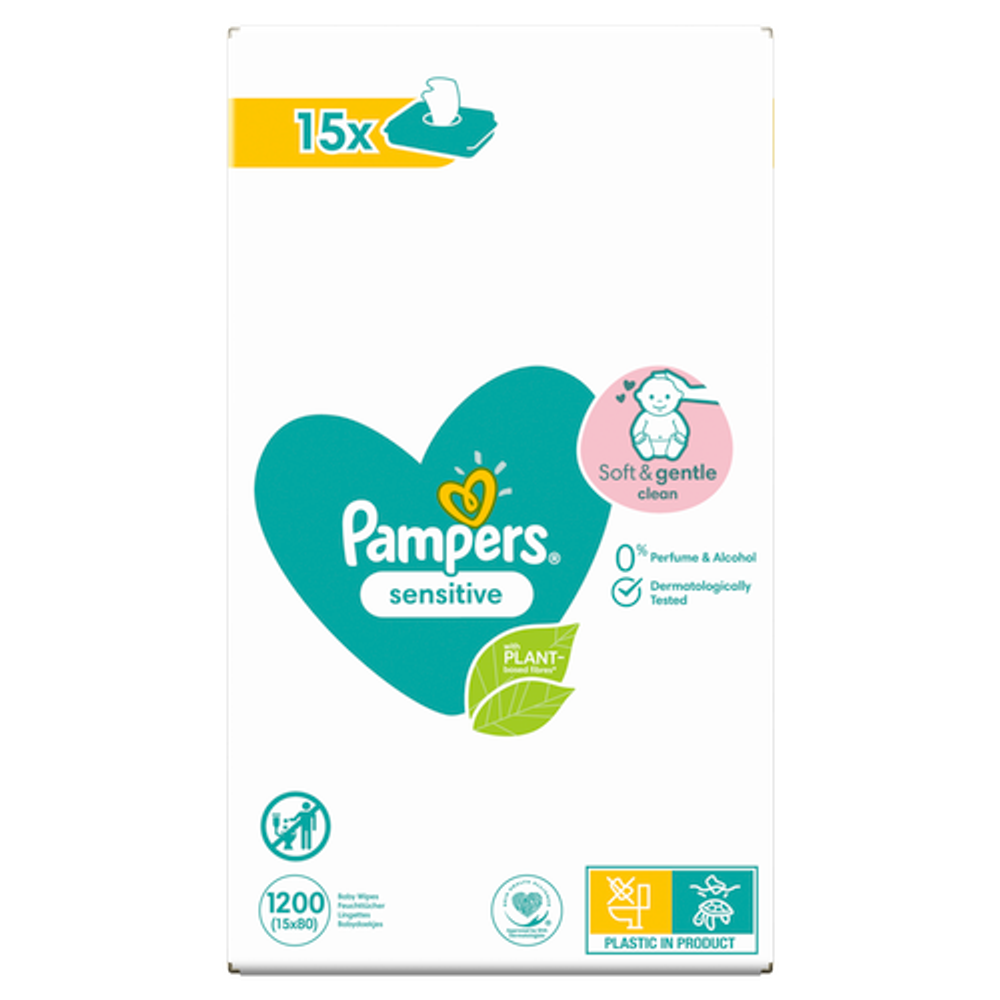 Pampers Vlažne maramice Sensitive XXL / 15x80kom  slika 2