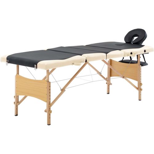 Sklopivi masažni stol s 4 zone drveni crno-bež slika 18