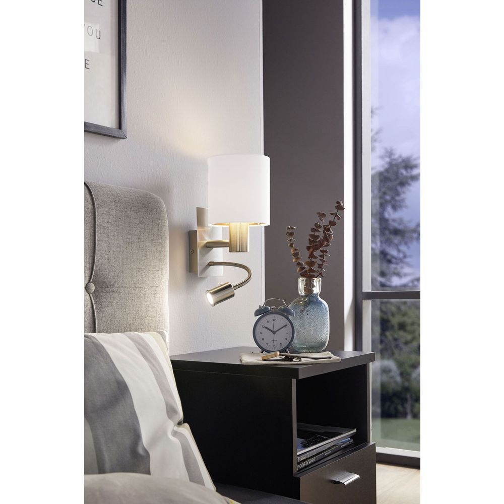 Eglo Pasteri Zidna Lampa 2, E27, LED 3,5W, Nikl-Mat, Bijela-Bakar slika 2