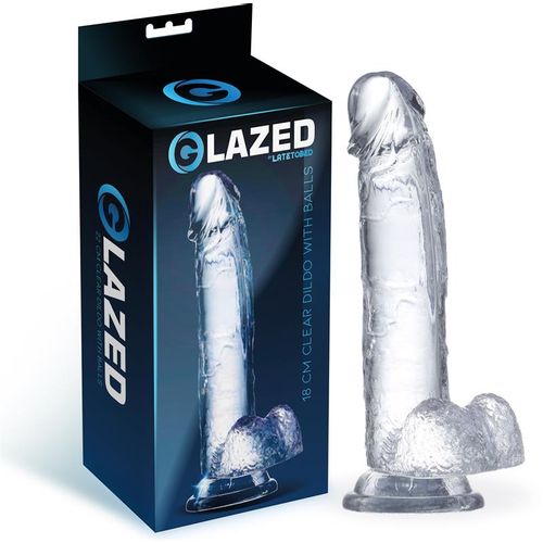 Glazed realistični prozirni dildo s testisima 18cm ili 22cm slika 1