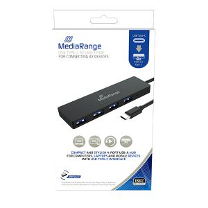 MediaRange USB HUB Type-C™ na USB 3.0 4- port, crni , MRCS508