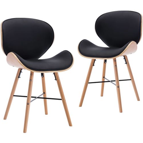 Blagovaonske stolice od umjetne kože i drva 2 kom crne slika 1