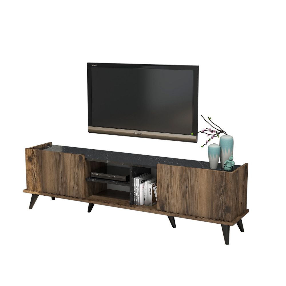 TV Stalak Elegante 1330 - Orah i Crna slika 4