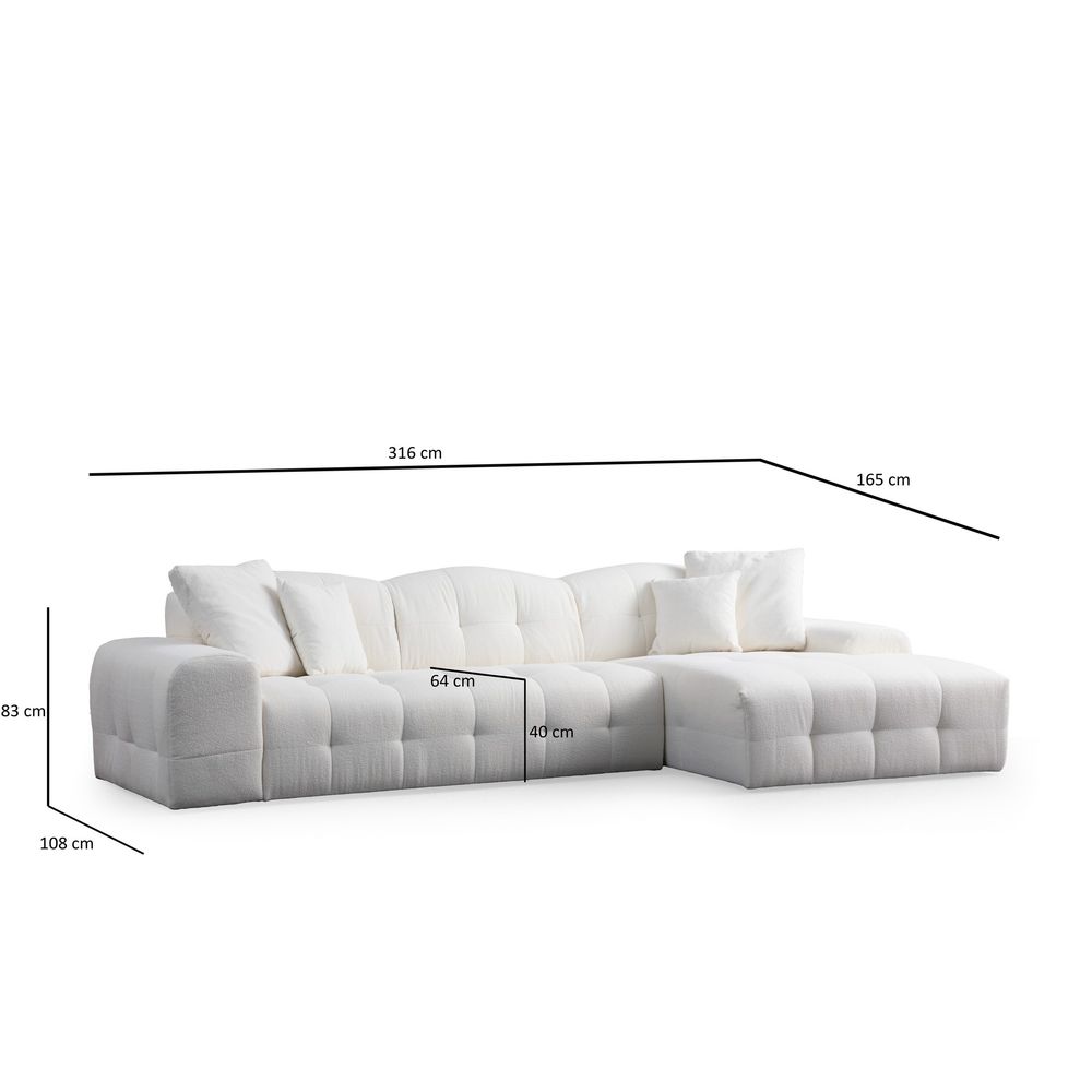 Pescara Kutna Sofa Desna (L2-Chl) - Bijela slika 9