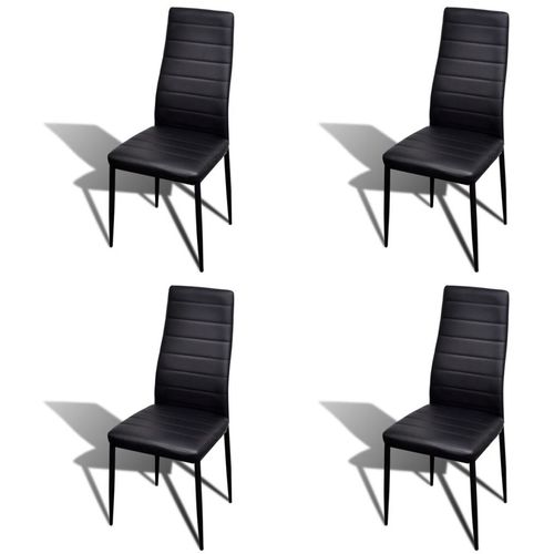 Komplet za ručak - Linijske stolice crne tanke 4 kom + stakleni stol slika 15