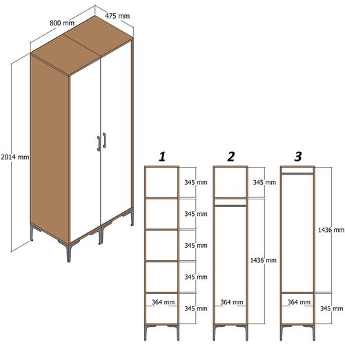 Kumsal SS - Walnut, White Walnut
White Wardrobe slika 6