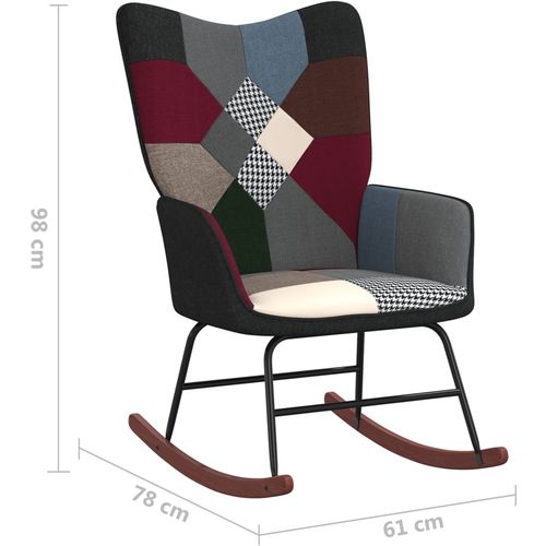 Stolica za ljuljanje s osloncem za noge patchwork od tkanine slika 15