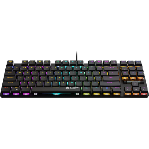 CANYON Cometstrike GK-50, 87keys Mechanical keyboard, 50million times life, GTMX red switch, RGB backlight, 20 modes, 1.8m PVC cable, metal material + ABS, US layout, size: 354*126*26.6mm, weight:624g, black slika 3
