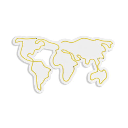 Wallity Ukrasna plastična LED rasvjeta, World Map - Yellow slika 6