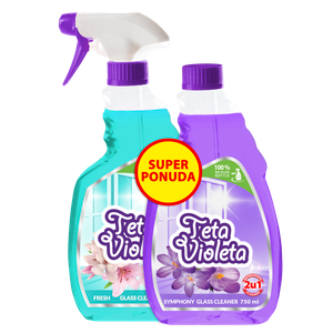 Teta Violeta sredstvo za pranje stakla Fresh 750ml + refil sredstvo za pranje stakla Symphony 750ml