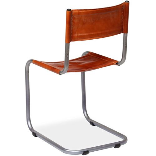 Blagovaonske stolice od prave kože 2 kom smeđe slika 25