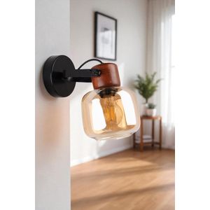 Opviq Zidna lampa 892, med, orah, crna