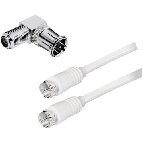 BKL Electronic antene, SAT priključni kabel [1x F-muški konektor - 1x F-muški konektor] 2.50 m 85 dB dvostruko zaštićen bijela slika 1
