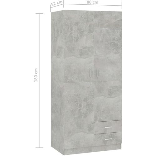 Ormar siva boja betona 80 x 52 x 180 cm od konstruiranog drva slika 11