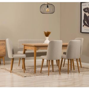 Vina - Atlantic Pine, Cream Atlantic Pine 
Cream Extendable Dining Table & Chairs Set (6 Pieces)