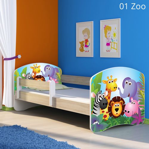 Dječji krevet ACMA s motivom, bočna sonoma 160x80 cm 01-zoo slika 1