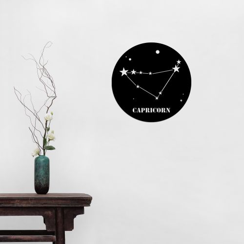 Wallity Metalna zidna dekoracija, Caprıcorn Horoscope - Black slika 1