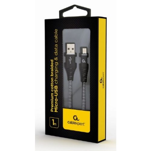 CC-USB2B-AMmBM-1M-BW Gembird Premium cotton braided Micro-USB charging - data cable,1m, black/white slika 2