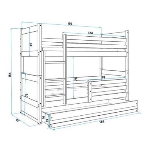 Baloo Bonny Krevet na Sprat 190x80 Pine - Beli slika 2