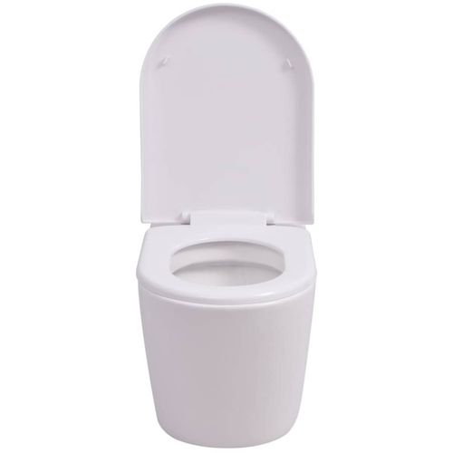 Zidna toaletna školjka s ugradbenim vodokotlićem keramička bijela slika 36