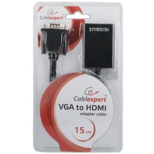 A-VGA-HDMI-01 Gembird VGA to HDMI and audio cable, single port, black WITH AUDIO slika 1