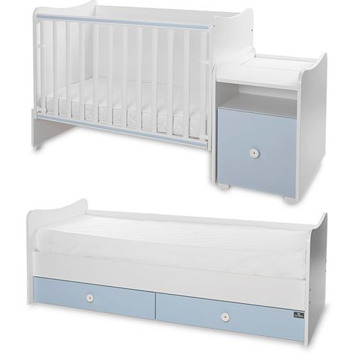 LORELLI TREND PLUS Modularni krevetić 4in1 s Mehanizmom Ljuljanja White/Baby Blue slika 8