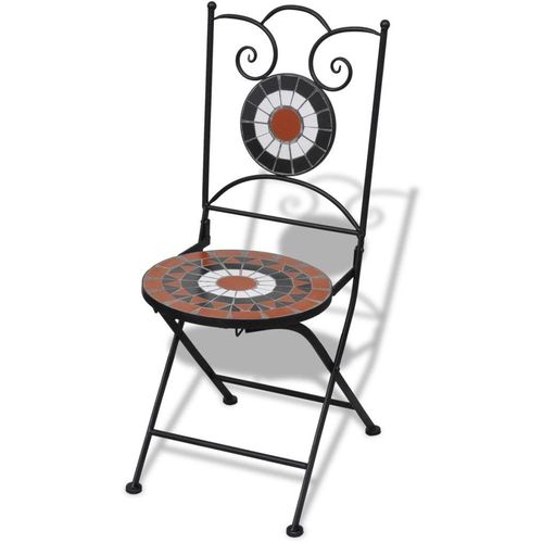 Sklopive bistro stolice 2 kom keramičke terakota-bijele slika 7