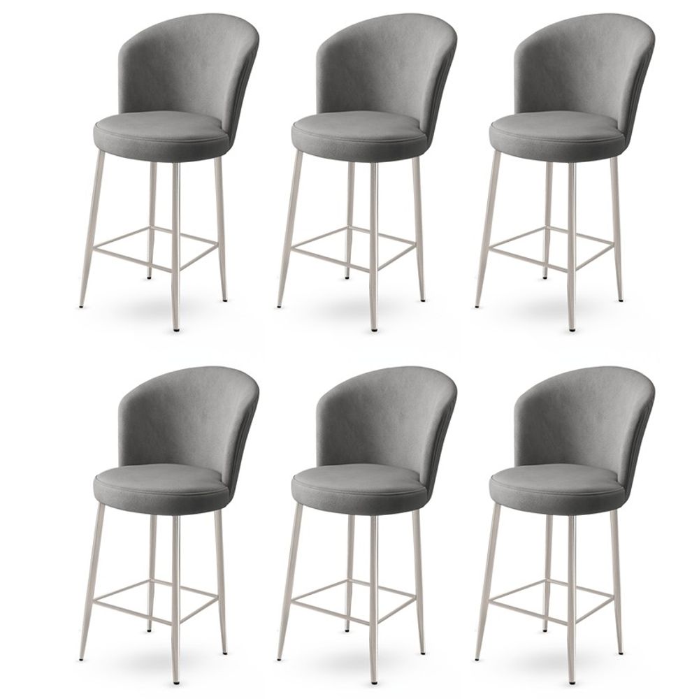 Fora - Sivi, Chrome Sivi Bar Stolac Set (6 Komada) slika 1