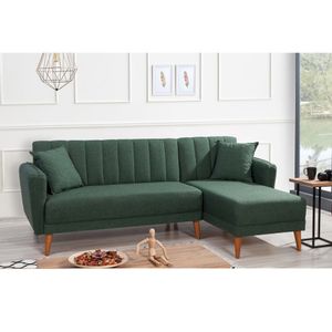 Aqua Corner Right - Tamnozelena kutna sofa na razvlačenje