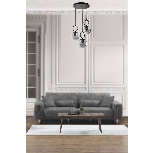 Morino 3 Lü Tepsili Füme Camlı Siyah Sarkıt Black Chandelier slika 1