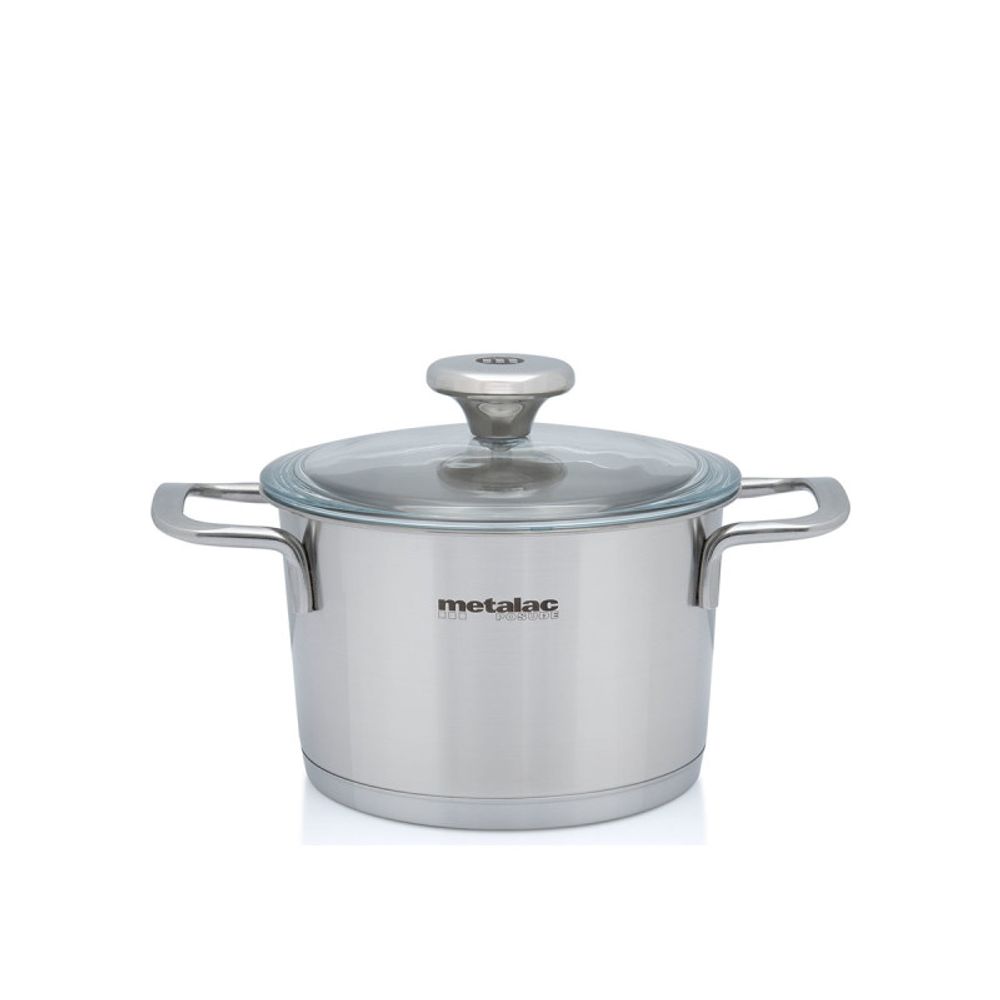 Metalac inox šerpa duboka , 16 cm / 1.9 l Konix santino sa staklenim poklopcem slika 1
