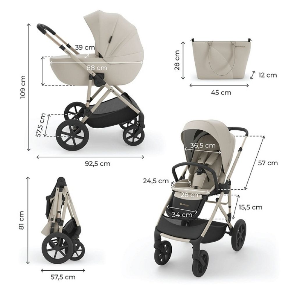 Kinderkraft Kolica 3u1 Prime 3, Beige slika 2