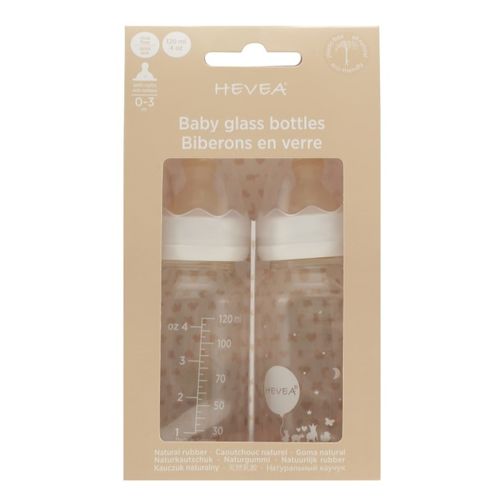 Hevea staklena flašica za bebe 2 komada u pakovanju, 120ml/4oz, 0-3 mes. slika 2