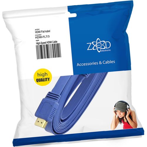 ZED electronic HDMI kabl, pljosnati, 3.0 met, ver. 2.0, 3D, Ethernet - HDMI-FLT/3 slika 1