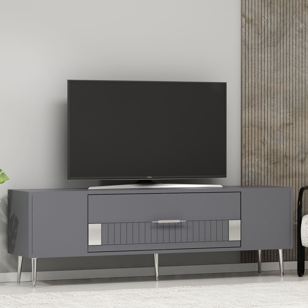 TV Stalak Dekolp4 u Antracitnoj i Srebrnoj Boji slika 2