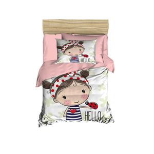 Set posteljine za bebe PH142 u prahu bijele i roza boje
