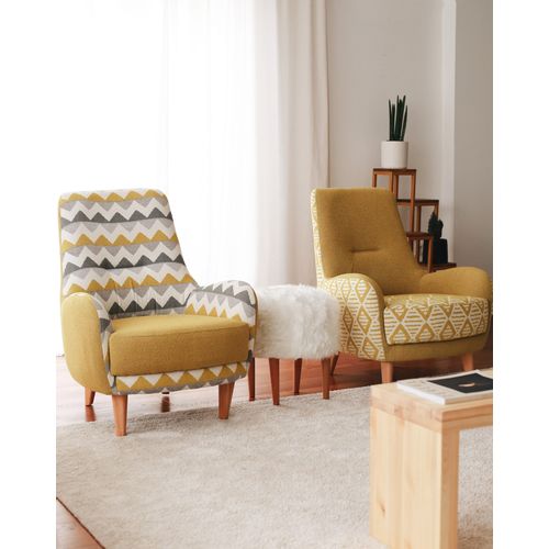 Zikzak - Yellow Multicolor Wing Chair slika 3