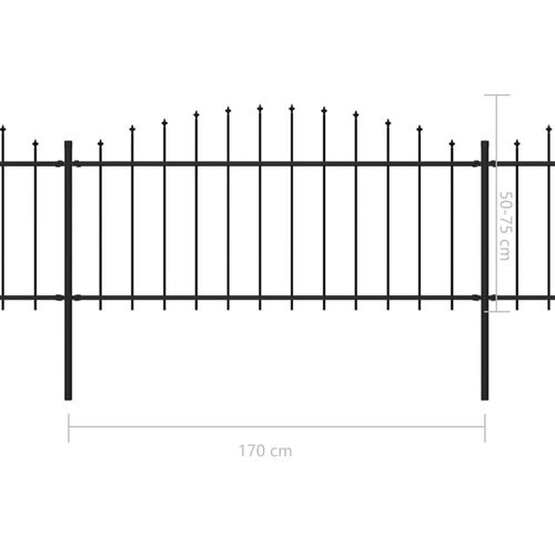 Vrtna ograda s ukrasnim kopljima (0,5-0,75) x 10,2 m čelična crna slika 5